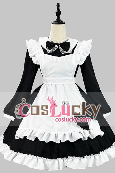 Japanese Black White Long Sleeve Maid Cosplay