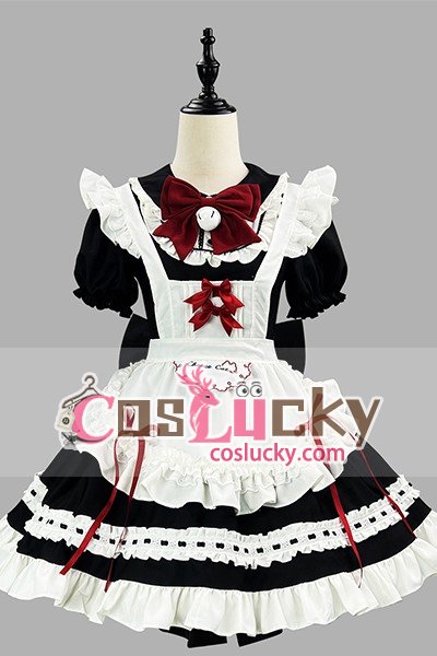 Black White Lolita Soft Girl Maid Cosplay