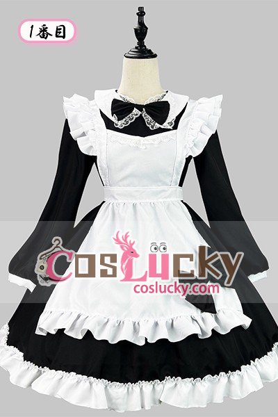 Japanese Black White Long Sleeve Maid Cosplay