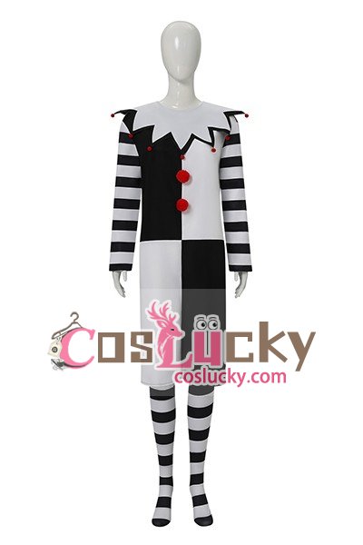 Halloween Retro Striped Circus Clown Costume